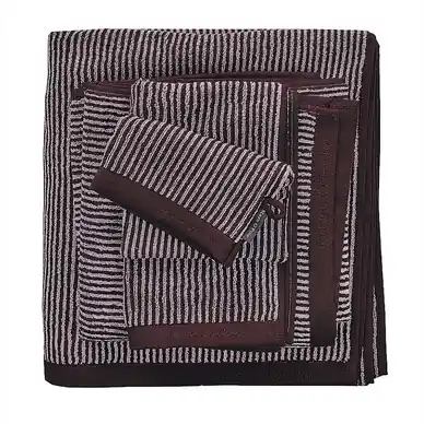 Offre Spéciale Serviette de Douche Marc O‘Polo Timeless Tone Stripe Aubergine/Lavender Mist