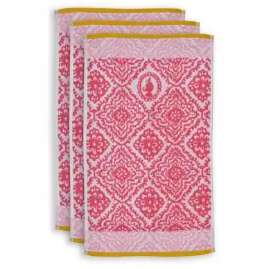 Must-Have Serviette Invité Pip Studio Jacquard Check Dark Pink (Lot de 3)