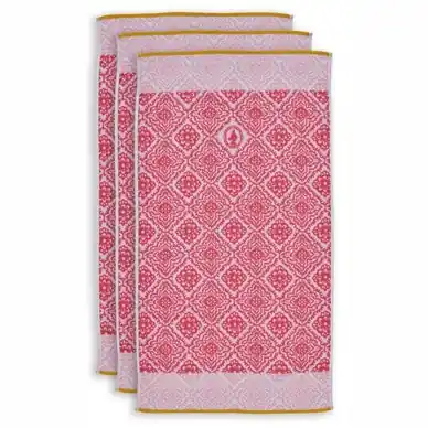 Seulement Aujourd'hui Serviette de Toilette Pip Studio Jacquard Check Dark Pink (Lot de 3)