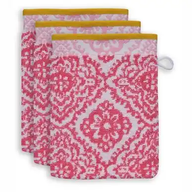 Gants de Toilette Pip Studio Jacquard Check Dark Pink (Lot de 3) Réduction