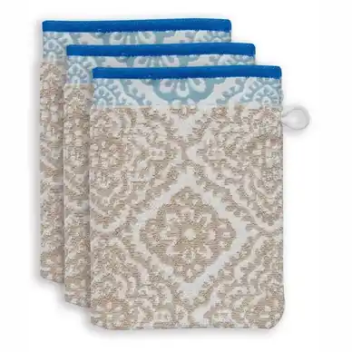 Gants de Toilette Pip Studio Jacquard Check Khaki (Lot de 3) Pas Cher