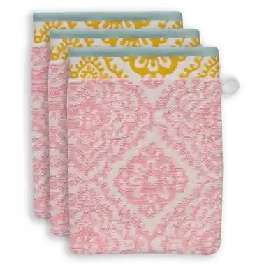 Gants de Toilette Pip Studio Jacquard Check Pink (Lot de 3) Expédié Aujourd'hui