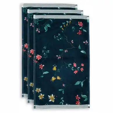 Meilleur Prix Serviette Invité Pip Studio Les Fleurs Dark Blue (Set de 3)