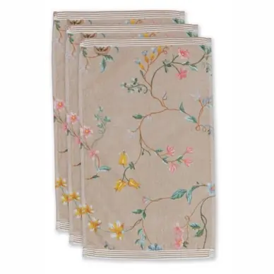 Serviette Invité Pip Studio Les Fleurs Beige (Set de 3) Acheter Direct