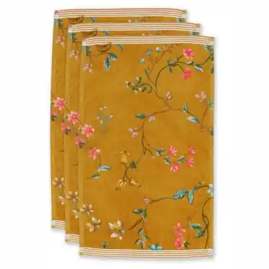 Authentique Serviette Invité Pip Studio Les Fleurs Yellow (Set de 3)
