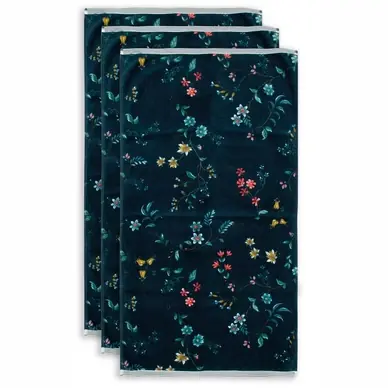 Serviette de Toilette Pip Studio Les Fleurs Dark Blue (Set de 3) Offre Exclusive