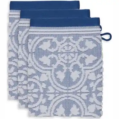 Gants de Toilette Pip Studio Tile de Pip Bleu (Lot de 3) Bon Marché