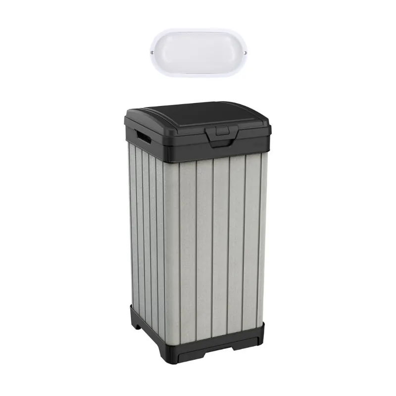 Keter Rocford poubelle extérieure 125 L + éclairage extérieur LED inclus (236996-WO744) Usine Directe