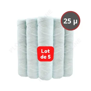 Promotion Lot de 5 cartouches filtrantes bobinées 25 µ, Hauteur 25 cm - Ø int. 27 mm - APIC