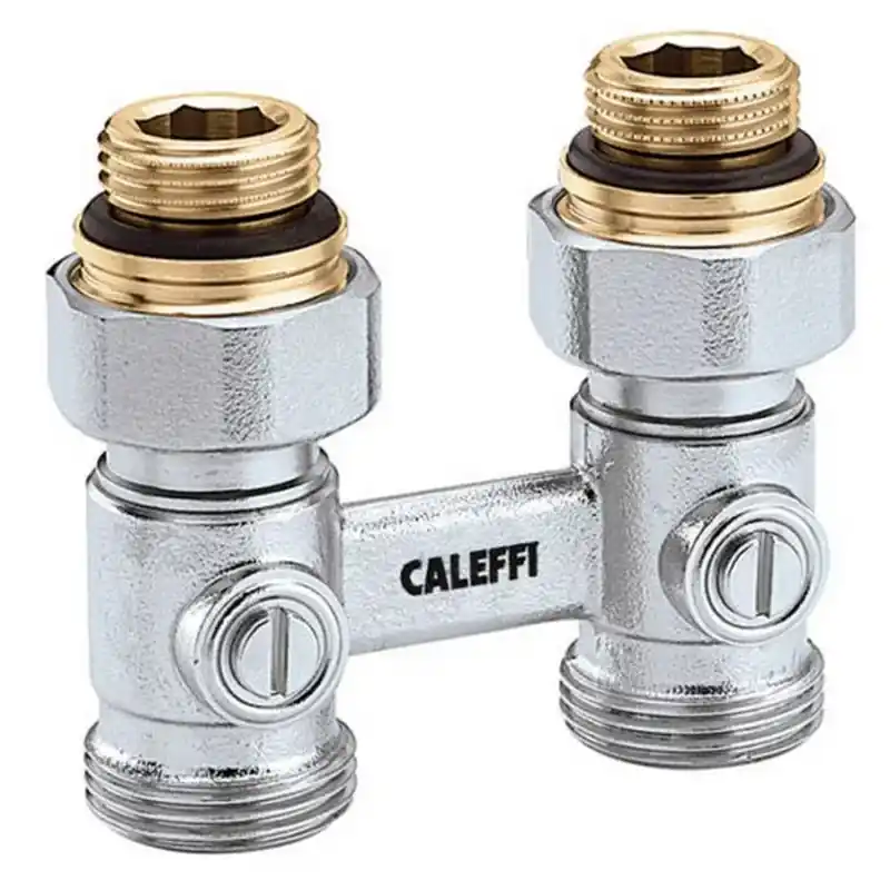 Caleffi 301052 - Vanne double pour radiateurs panneaux - bitube droite 3/4" Quantité Limitée