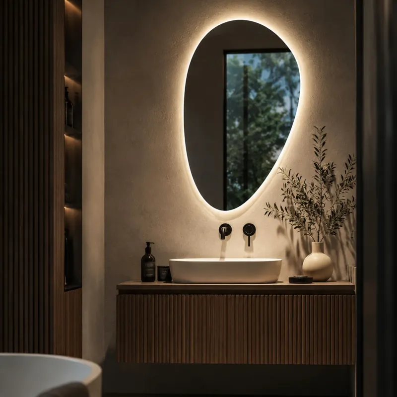 Expédition Rapide Miroir irrégulier 26x40 sans cadre à éclairage DEL